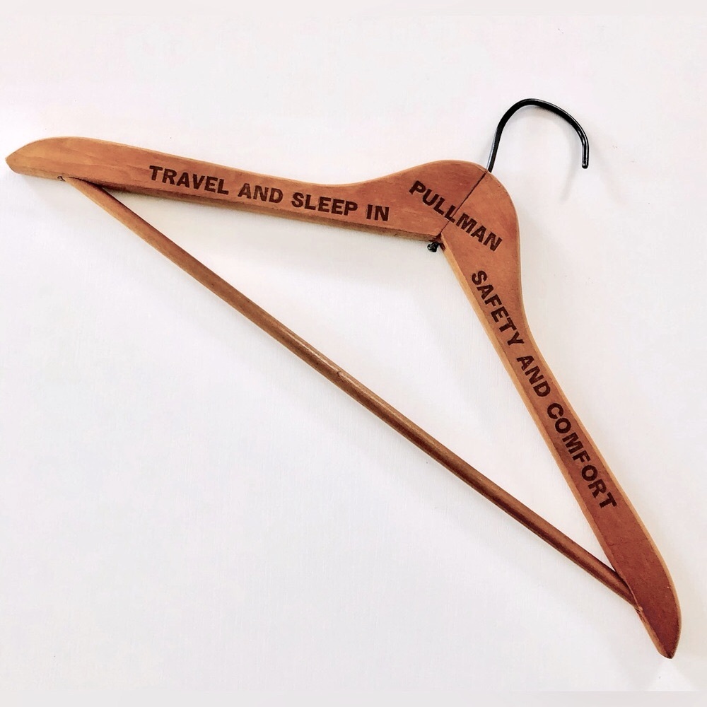 Vintage Pullman Railroad train Car Clothes Hanger with tag line. - Picture 12 of 13